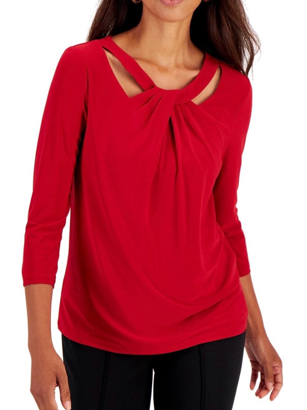 Red Women's Twist-Keyhole Top